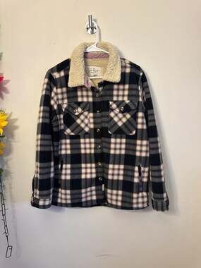 Soho Threads Women's Plaid Fleece Shirt Jacket with Sherpa Collar